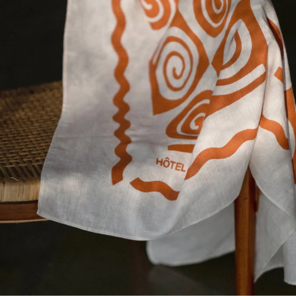 ArkiTaip x Hotel Magique Swirl Scarf – Sustainable Linen – Terracotta Print - Picture 5 of 12